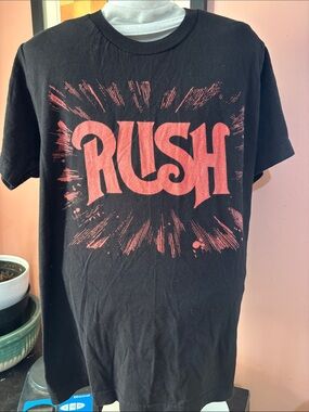 Rush Logo Black Short Sleeve Tee - Red Graphic Size Small